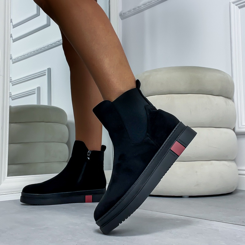 Čierne  semišové nízke čižmy