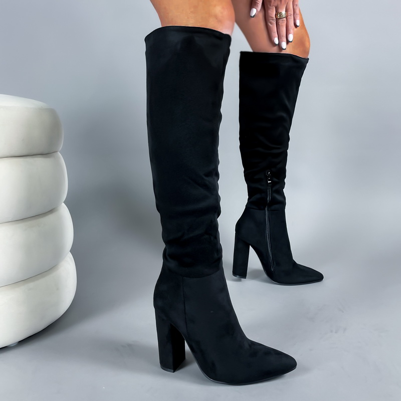 Čierne semišové vysoké čižmy