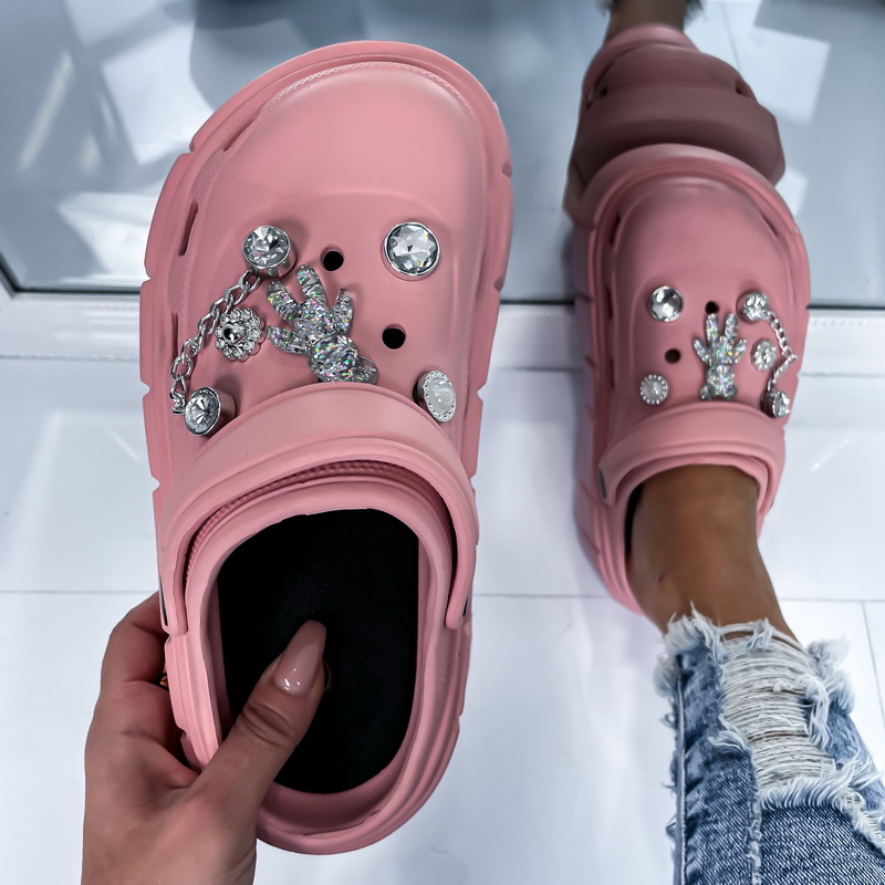 Ružové šľapky s odopínateľnou ozdobou