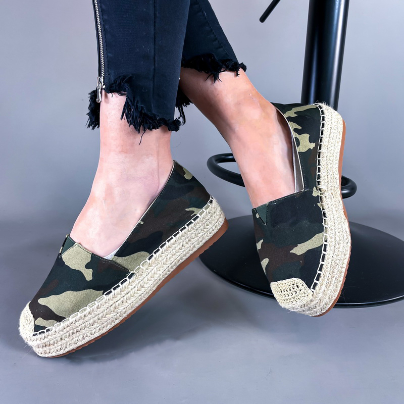 Zelené maskáčové  mokasíny