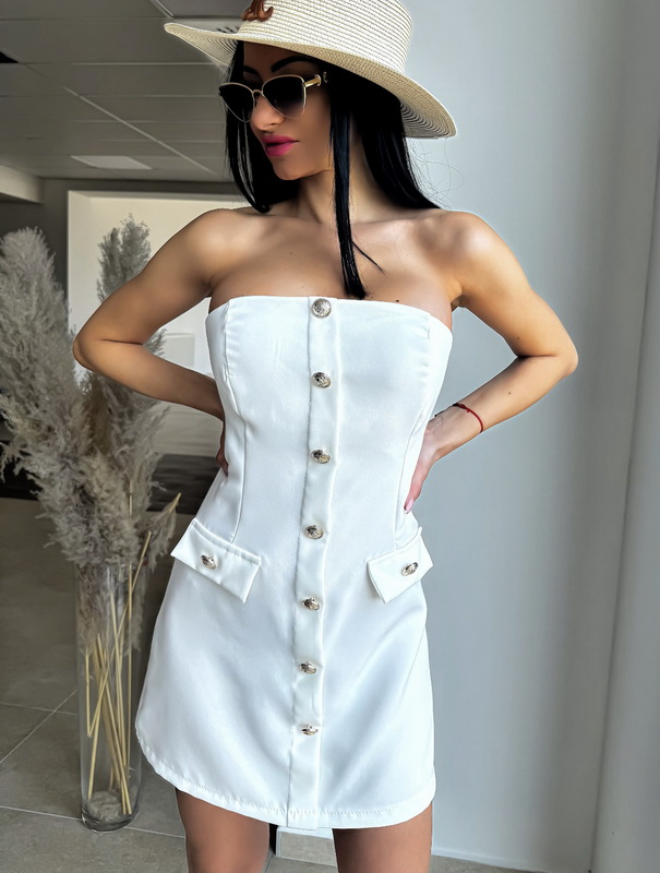 Biele šaty bez ramienok