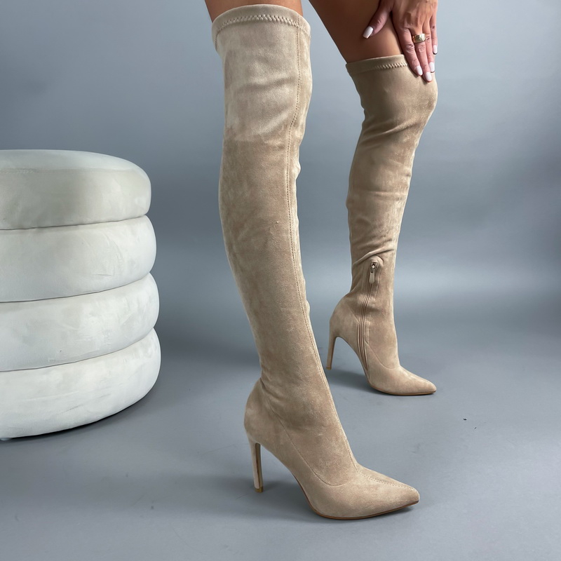 Svetlohnedé semišové  vysoké  čižmy