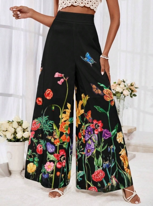 Široké nohavice FLOWER