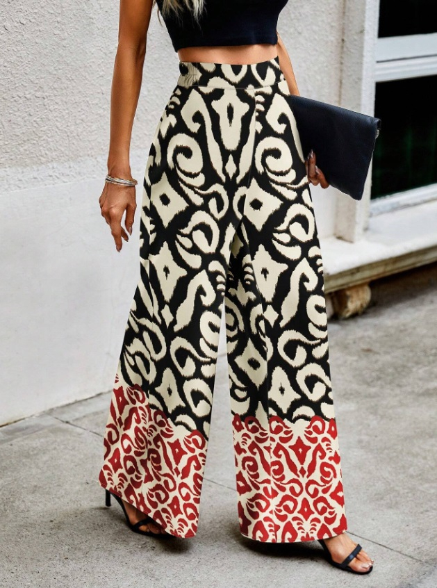 Béžové vzorované nohavice