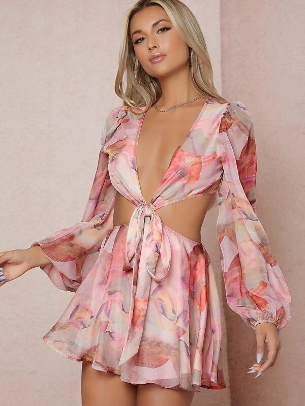 Ružový kvetinový overál