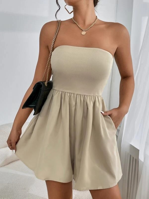 Béžový kraťasový overal