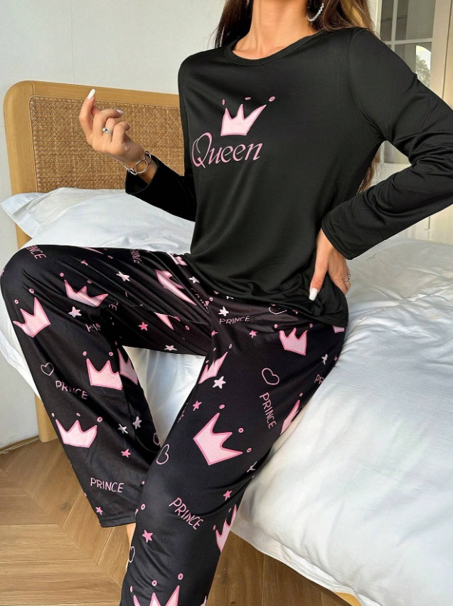 Čierme pyžamo QUEEN