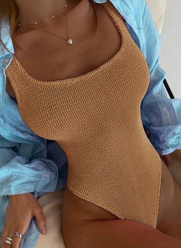 Hnedé jednodielne plavky