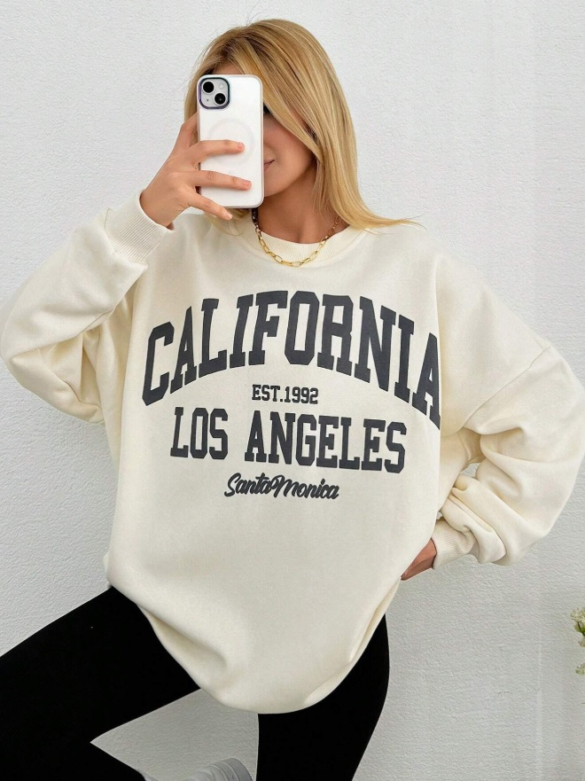 Biela oversize mikina LA