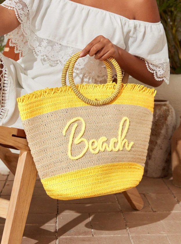 Béžovo-žltá plážová taška