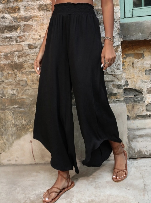 Čierne široké nohavice