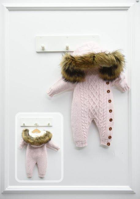 Detský  rúžový overal s pravou kožušinou