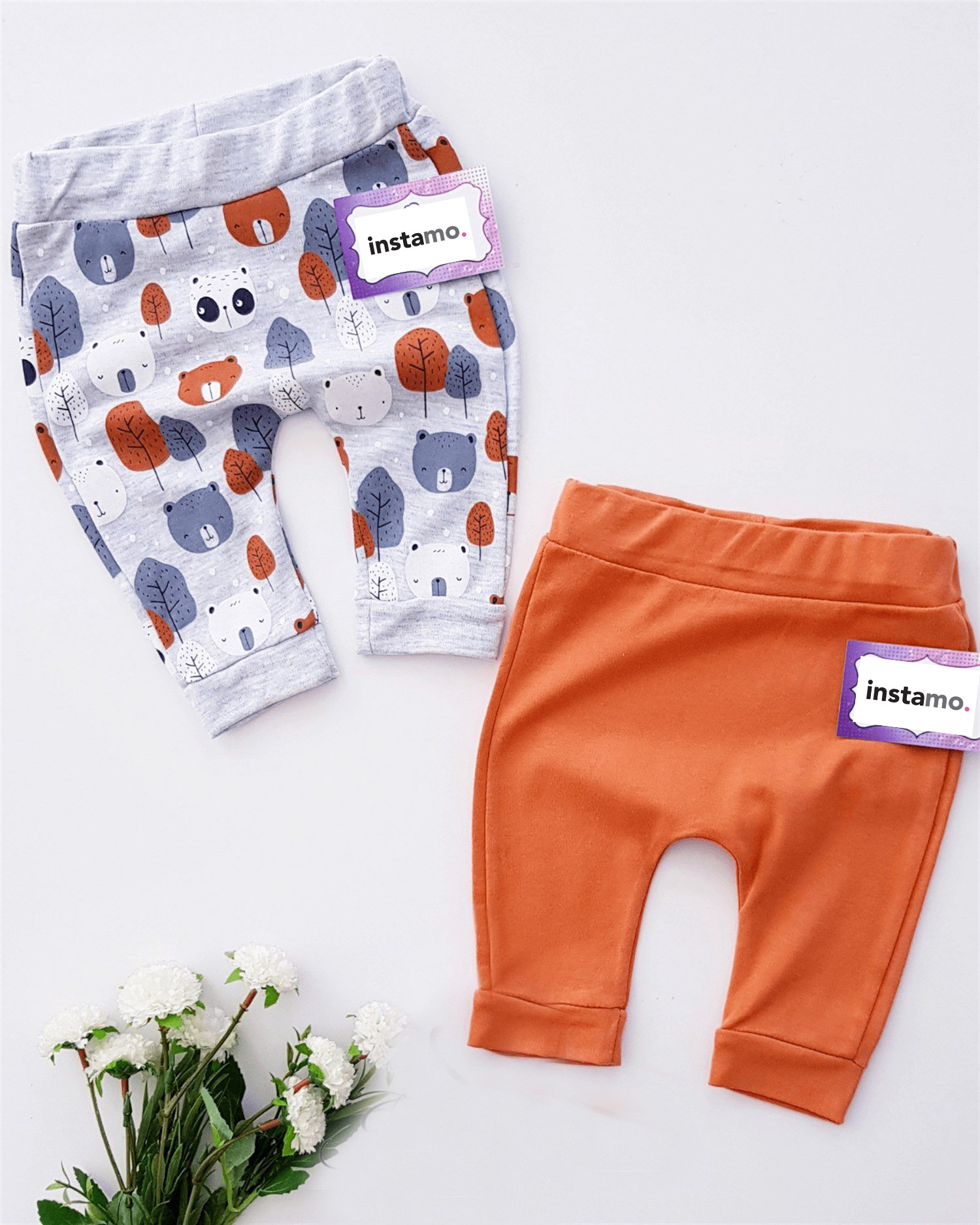 Hnedé a sivé  bavlnené nohavice