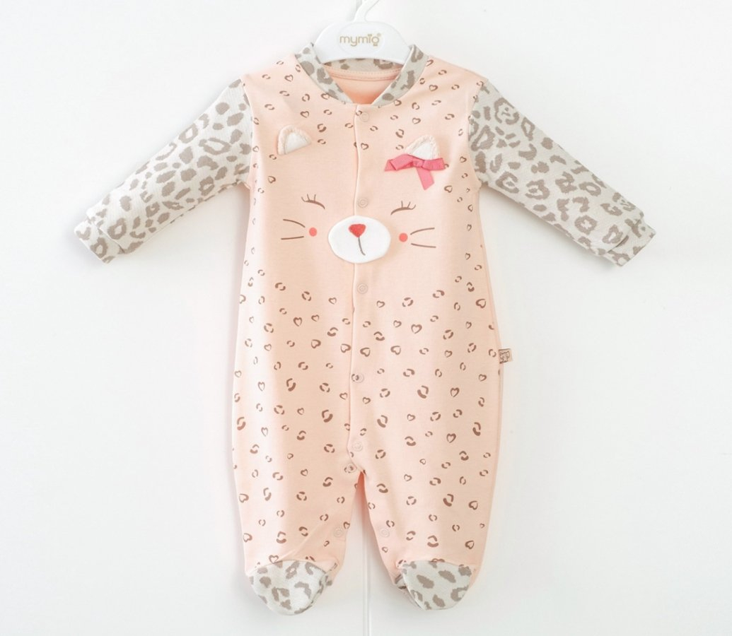 Detský lososový overal s mačkou