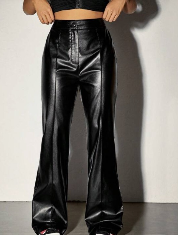 Čierne koženkové nohavice