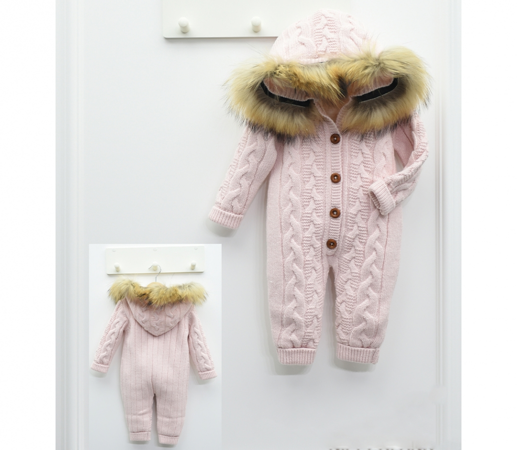 Detský  rúžový overal s pravou kožušinou