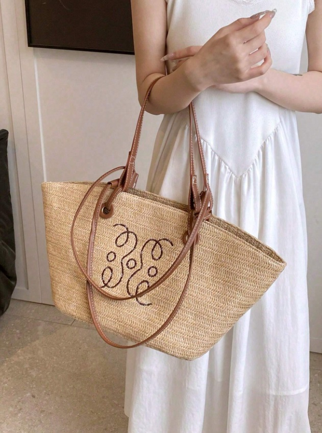 Béžová tkaná taška LOVE