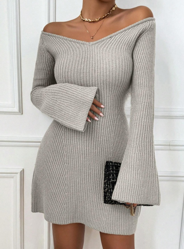 Sivé pletené šaty