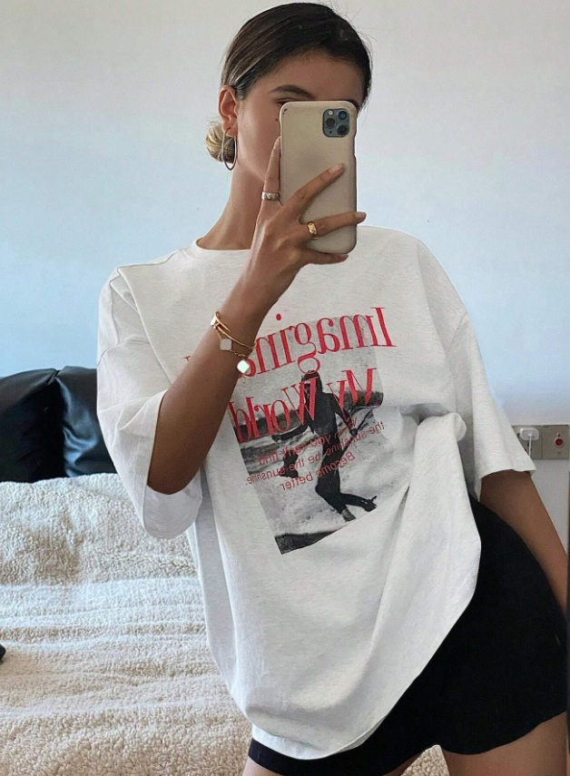 Biele oversize tričko s potlačou