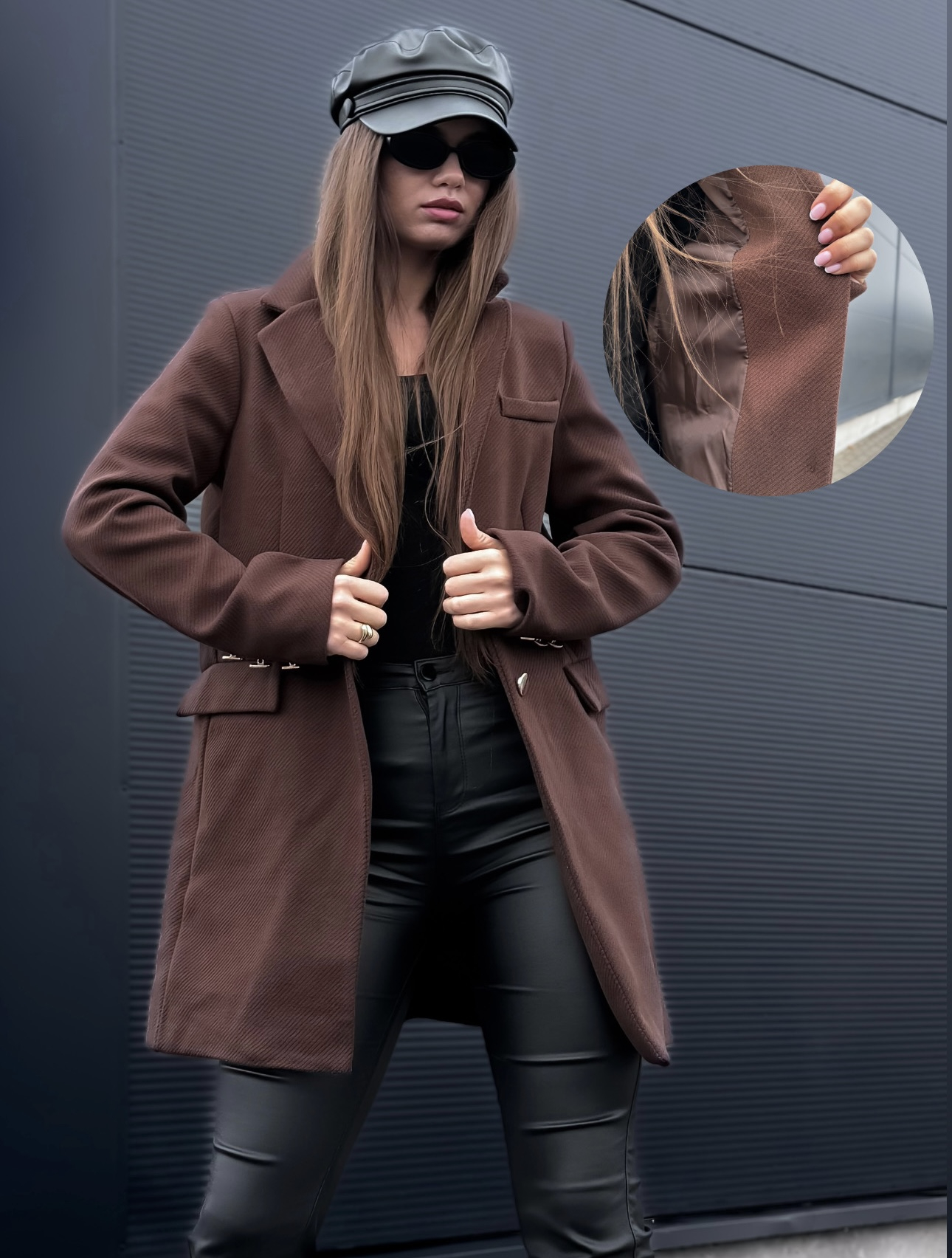 Tmavohnedý krátky kabát