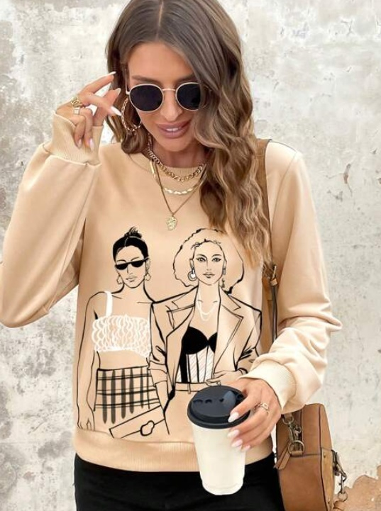 Béžová mikina s potlačou