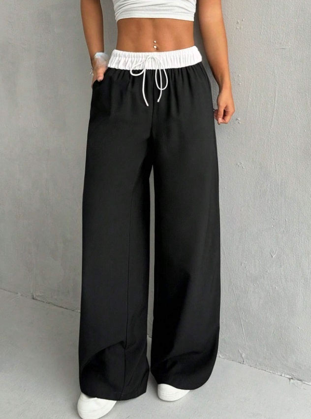 Čierne široké nohavice