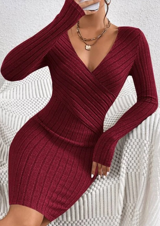 Bordové  vrúbkované šaty