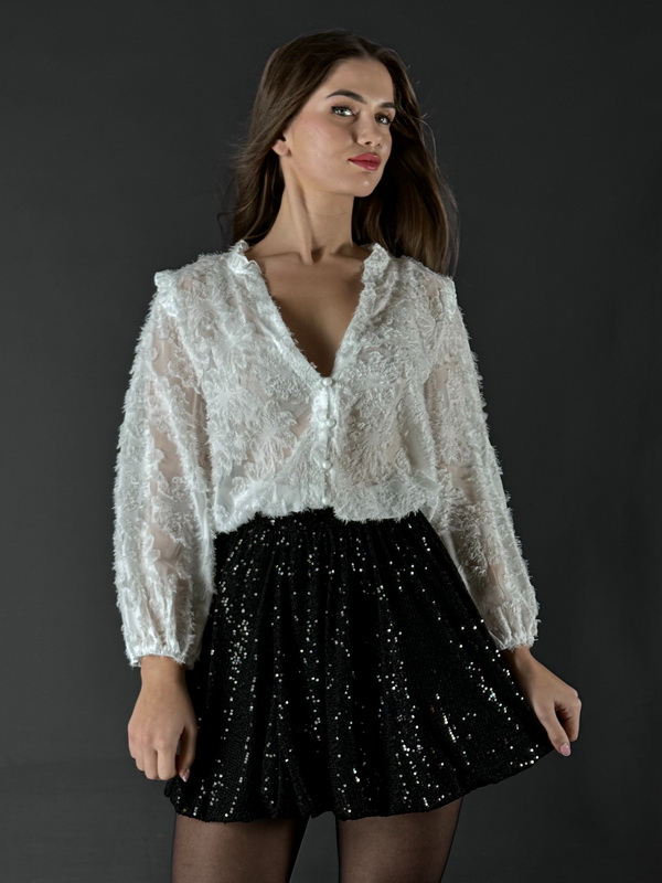 Čierna flitrovaná puffy sukňa