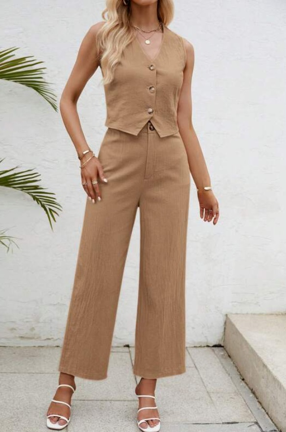 Béžový nohavicový komplet