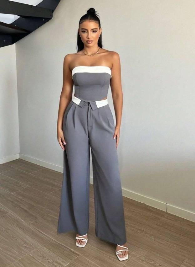 Sivé široké nohavice