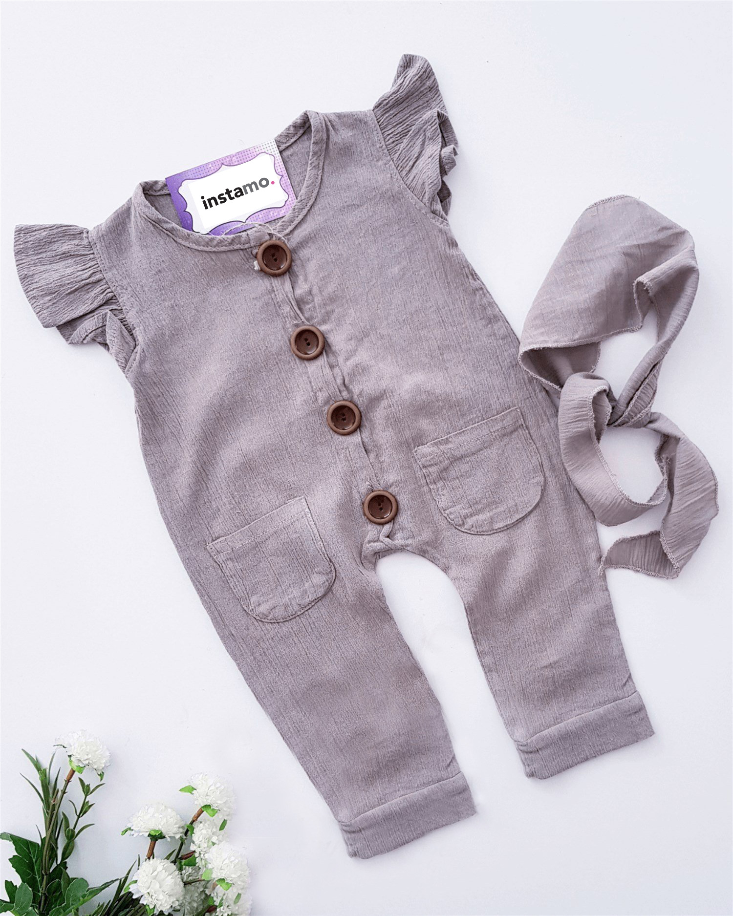 Tmavobéžový overál s čelenkou