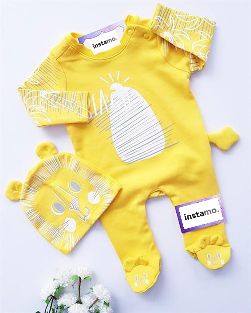 Yellow overall with cap