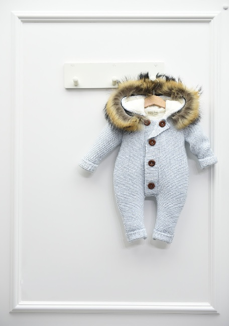 Detský modrý overal s pravou kožušinou