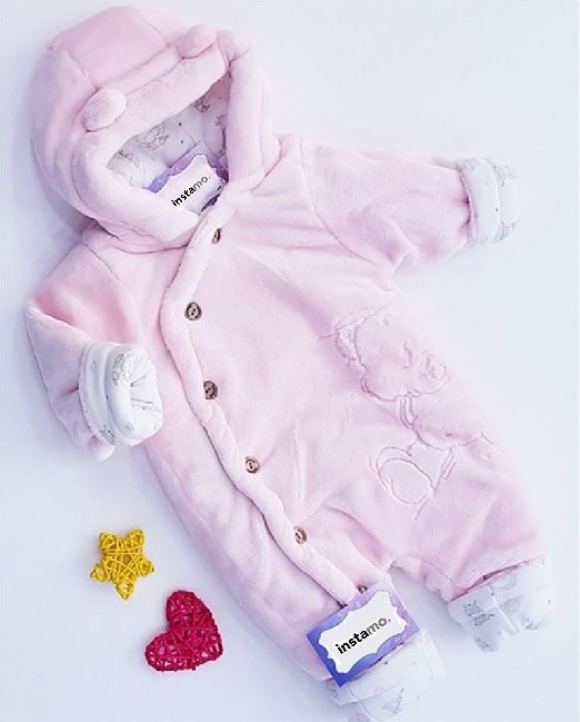 Detský rúžový zateplený overal