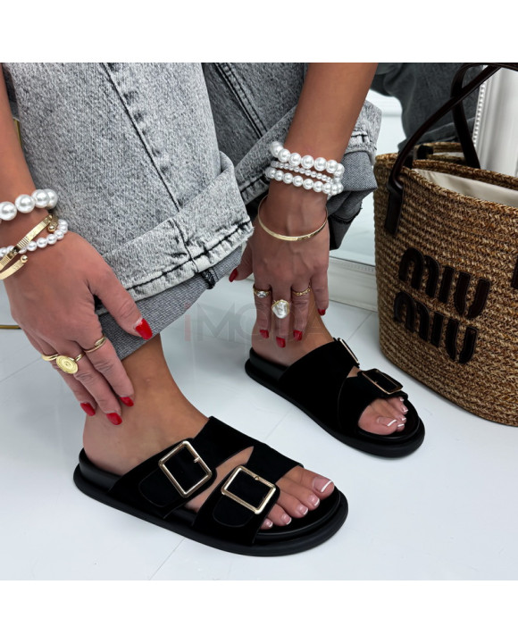 Čierne semišové šľapky-326781-20