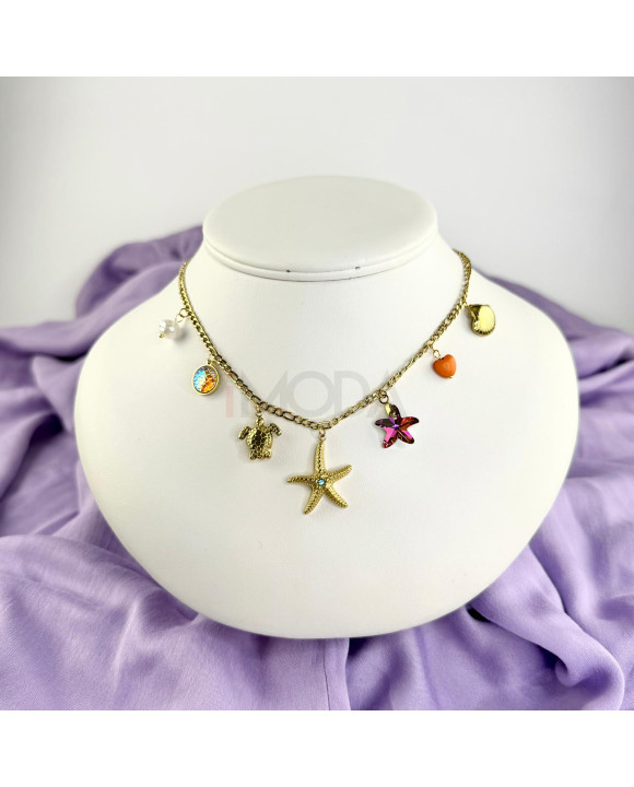 Dámsky oceľový náhrdelník s príveskami-321625-20