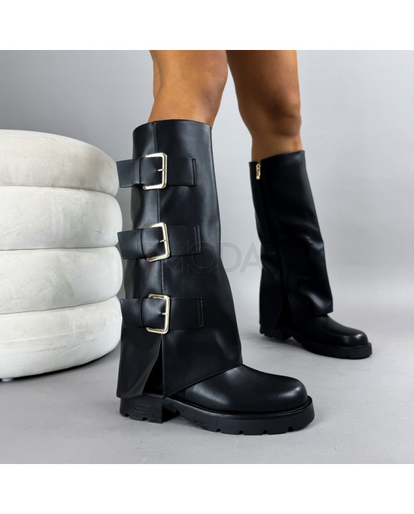 Čierne vysoké čižmy s prackami-322225-20