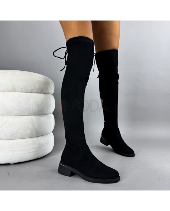 Čierne semišové vysoké čižmy-322194-20