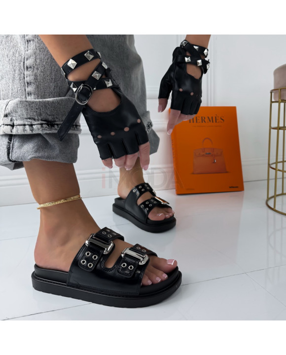 Čierne vybíjané šľapky-325334-20