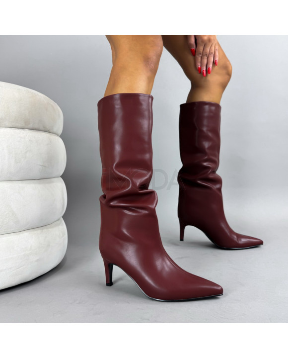 Bordové vysoké čižmy-322263-20