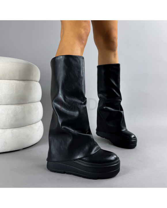 Čierne vysoké čižmy na platforme-323017-20