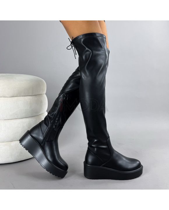 Ćierne vysoké čižmy na platforme-322989-20