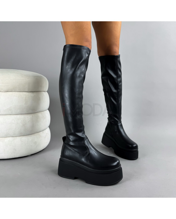Čierne vysoké čižmy na platforme-322982-20