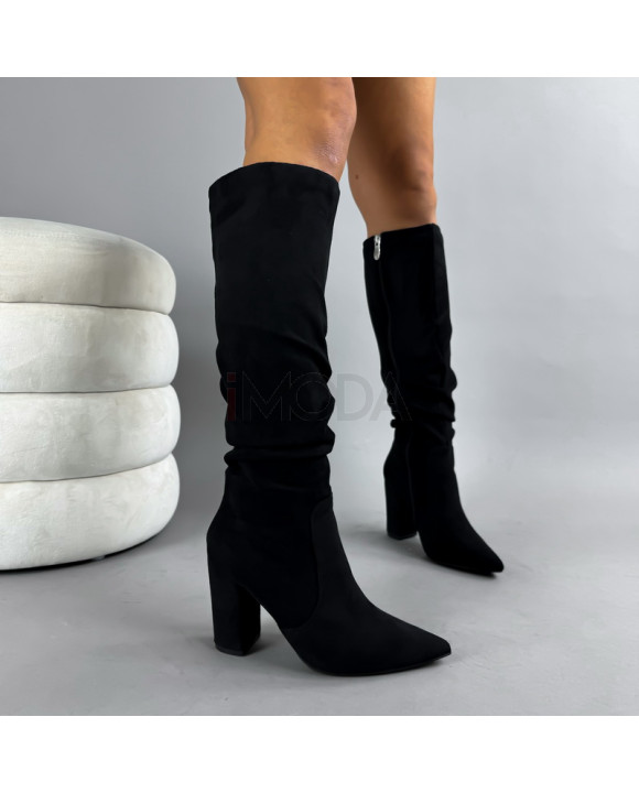 Čierne semišové vysoké čižmy-322968-20