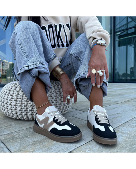 Béžovo-čierne tenisky-321060-20