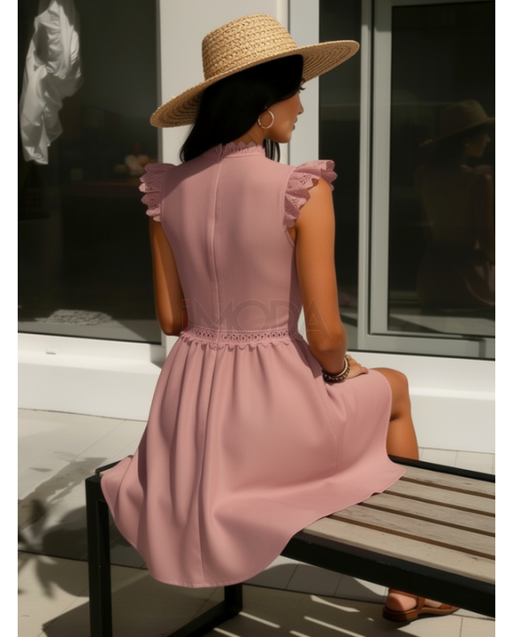 Lososové čipkované šaty-325975-20