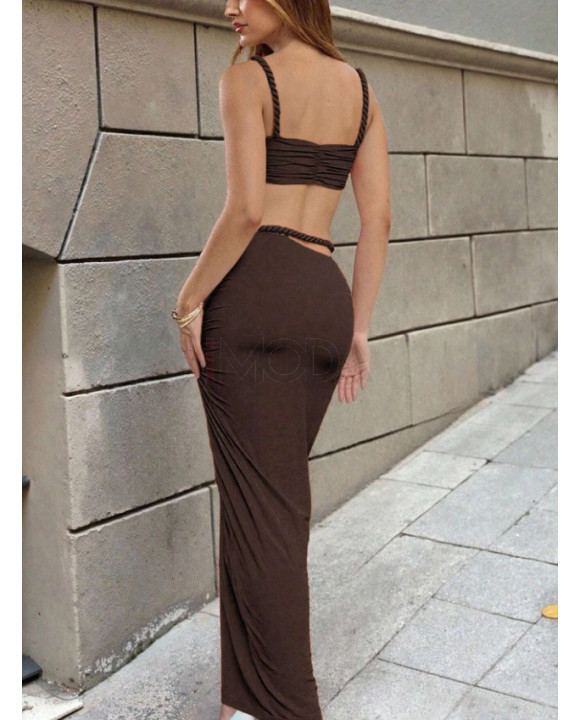 Hnedý sukňový komplet-321034-20