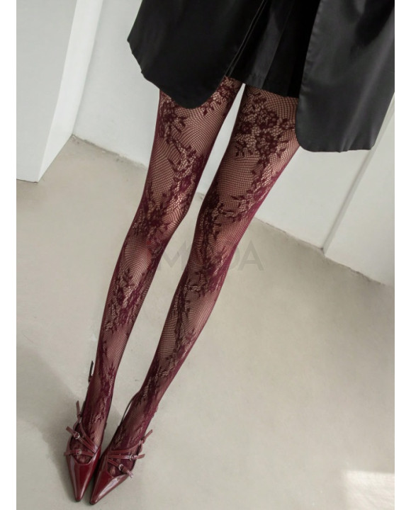 Bordové vzorované pančuchy-323367-20