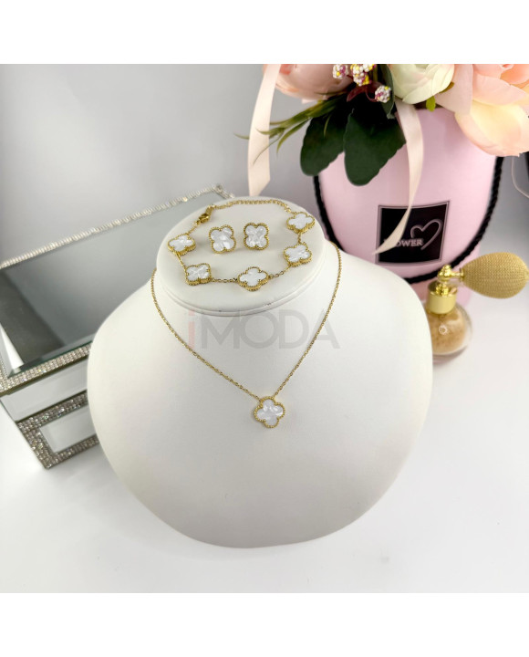 Biela dámska oceľová suprava pozlátená-322261-20