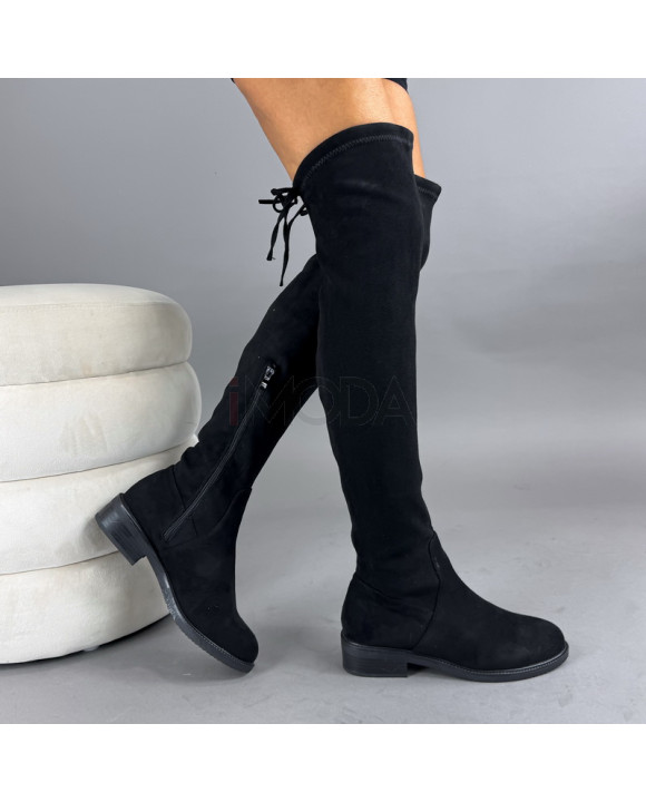 Čierne semišové vysoké čižmy-323447-20